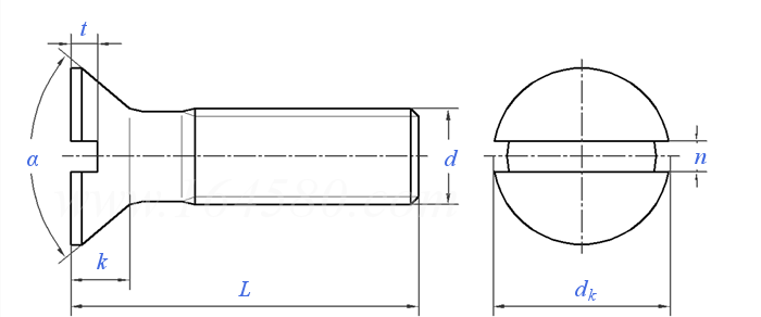 asme b 18.6.3 (t5) - 2013 开槽精密100°沉头机械螺钉 [table 5] (astm f837 / f468)