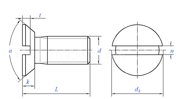 asme b 18.6.3 (t9) - 2013 开槽82°沉头清根机械螺钉 [ table 9 ] (astm f837 / f468)