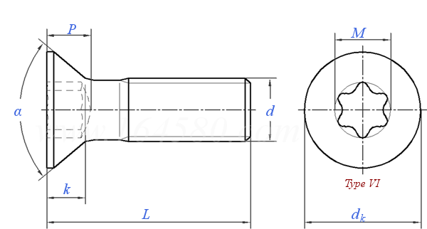 asme b 18.6.3 (t2-vi) - 2013 梅花槽82° 沉头螺钉