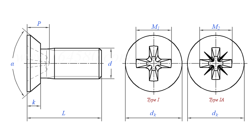 asme b 18.6.3 (t10-i/t10-ia) - 2013 十字槽82°沉头清根机械螺钉